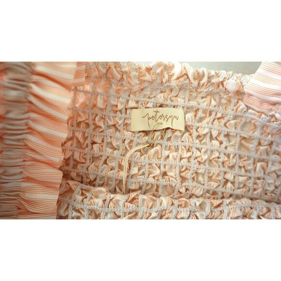Petersyn Women's Sz XS Melon Striped Tami Smocked Sleeveless Top Shirt $128 - Picture 4 of 10